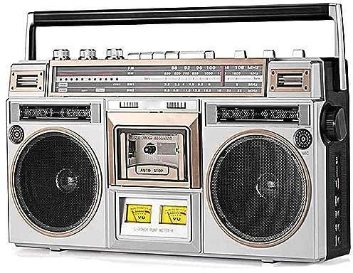 Retro Bluetooth Cassette Player with FM and DAB+ Radio, CD and Tape Player Recorder - Classic 80s Style Boombox for Family Gathering and Travel