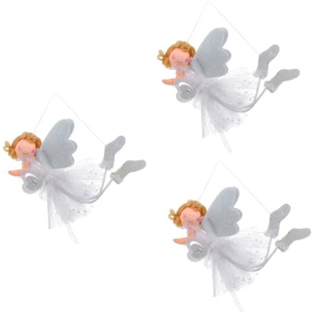 OUNONA 3stücke Xmas Deko Engel Puppenanhänger Niedlicher Weihnachtsbaum Hänger Für Festliche Dekoration Schöne Weihnachtsornamente Für Zuhause Langlebiges Material Für Jahrelange