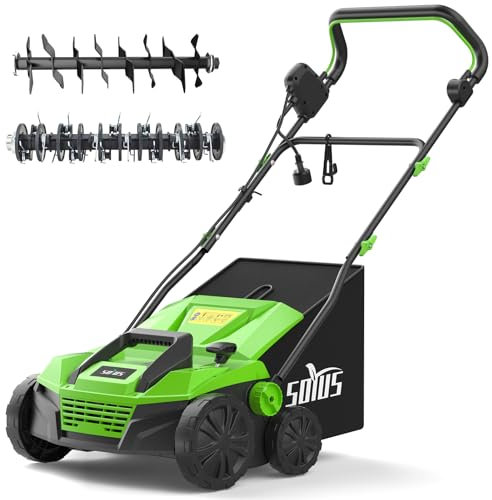 SOYUS Electric Dethatcher and Scarifier,15-Inch 13 Amp 2-in-1 Corded Lawn Dethatcher