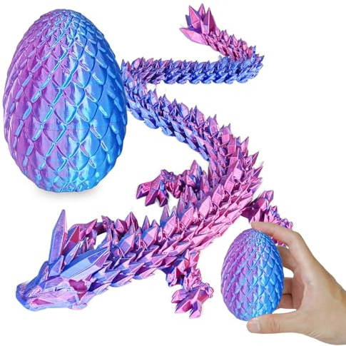Überraschungs-Drachenei mit Drache im Inneren Geschenke für Kinder und Erwachsene 3D-gedrucktes Fidget-Spielzeug perfekt für Weihnachten Ostern Geburtstage Deko Stressabbau(Lila, Klein)