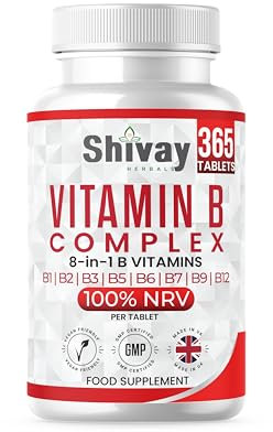 Shivay Herbals Vitamin B Complex – 365-Count Vitamin B Complex Tablets 1-Year Supply High-Strength Tablets with B1, B2, B6, B12, Folic Acid, Biotin for Tiredness, Fatigue, Immune Support, Made in UK