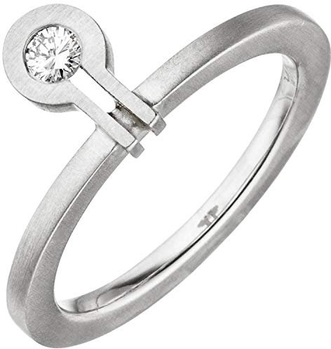 Ring aus 950 Platin mattiert mit Diamant Brillant 0,07ct. Platinring Damen, Ringgröße:Innenumfang 54mm ~ Ø17.2mm