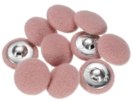 QUARKZMAN 10 Stück Plüschknöpfe 20mm Rund Stoffknöpfe mit Aluminiumschaft Nähknopf für Pullover Wollmantel Jacke Hemd DIY, Pink