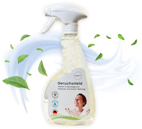 Makya – GeruchsHeld Geruchsneutralisierer – Rauchgeruch neutralisieren – Nikotin Entferner – ohne schädliche Chemie – Luftreiniger Raucherzimmer –Geruchsentferner für alle Räume & Auto – Raumduft