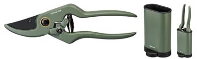 Fiskars Pflanzenschere / Blumenschere mit Halter, Urban Plant Care, Für Zimmerpflanzen, Gesamtlänge 19,9 cm, Edelstahl/Aluminium/Kunststoff, Dunkelgrün/Schwarz, 1075314