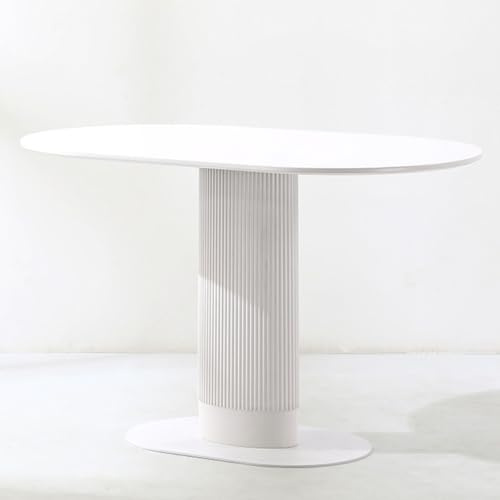 WEIDPHL Ovaler Esstisch Aus Holz, Küchentisch Mit Metallsockel, Kleiner Küchentisch Für Küche, Esszimmer, Verhandlungsraum, Café,Weiß