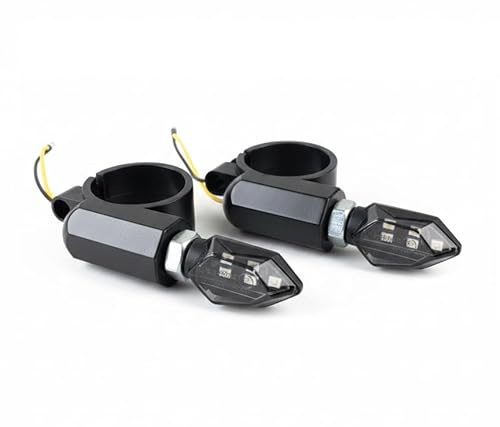 2taktshop LED Blinkerset komplett für Simson S50 S51 S70-4x LED-Blinker & 4x Blinkerhalter vorne und hinten, LED-Blinkgeber, Anschluss-Set, 12V, E-geprüft, M8, Schwarz