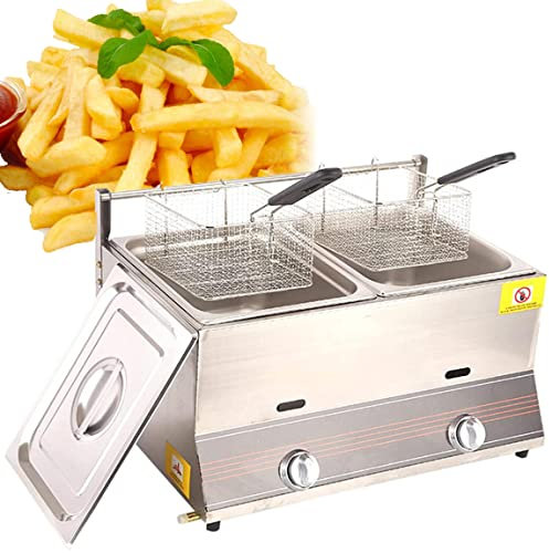 Friggitrice profonda in acciaio inossidabile da 6L/12L litri, friggitrice a gas commerciale, friggitrice a olio da banco per ristoranti e case, friggitrice a olio da banco per ristoranti e case per