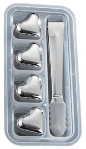 Blocchi di ghiaccio riutilizzabili, blocchi di ghiaccio per bottiglie d'acqua, blocchi di ghiaccio per whisky, in acciaio inox, a di cuore, cubetti di raffreddamento per vodka, liquori per vino