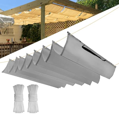 Einziehbar Welle Sonnensegel 1.4x3.5M(BxL), Verstellbar Schattenabdeckung, Wasserdicht Sonnenschutz Sonnenschutz Schutz vor UV- Strahlungen für Pergola Garten Schattenabdeckung - Grauweiß