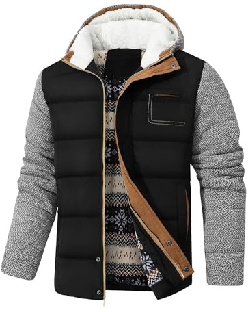 Zaitun Herren Winterjacke Warme Fleecejacke Gefüttert Windbreaker mit Kapuze Winddichte Outdoor Jacken Thermo Puffer Jacke