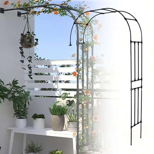 Arco para Rosas De Metal - Grande Medio Arco - Grande Medio Arco - 1.2 1.5 1.8 2.1 2.4 2.80m Ancho - Enrejado Pérgolas para Rosales Y Enredaderas(Black,280x240cm/9.1x7.8ft)