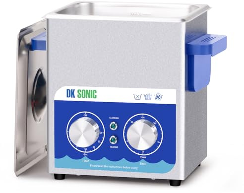 DK SONIC Ultraschallreiniger, 2L 60W Ultraschallreinigungsgerät aus Edelstahl mit Heizung und Mechanischem Timer, Schallreiniger zum Reinigen von Schmuck, Brillen, Münzen (inkl. Korb)