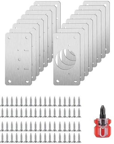 16 Pcs Stainless Steel Cabinet Hinge Repair Plates for Wardrobe Cupboard | Rust Resistant Build, With Fitting Tools, Multi-Hole Load Bearing, Damaged Door Repair, Wide Furniture Compatibility