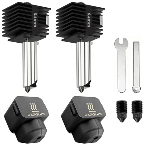 Kit hotend per Bambu Lab A1/A1 Mini, 2 pezzi 0.4mm Parti di stampante 3D, testina di stampa sostitutiva, kit blocco riscaldante hot end, kit hotend in acciaio temprato, hotend per Bambu Lab, kit