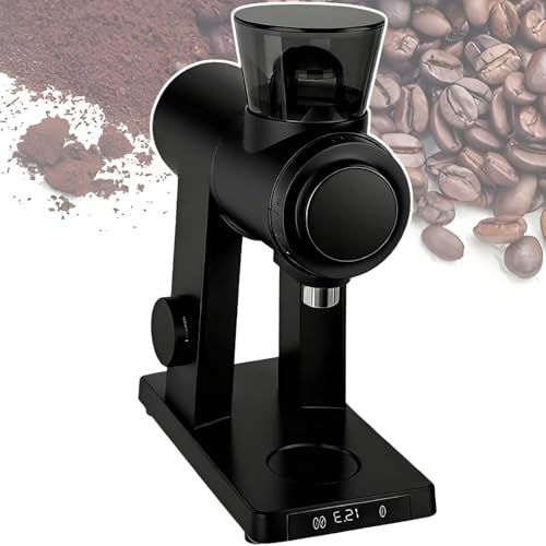 vnmudzeo Moulin à Café Professionnel pour Infusion à Froid, 16 RéGlages De Mouture PréCis, Meule Plate en Acier Inoxydable, pour Expresso à Piston Black