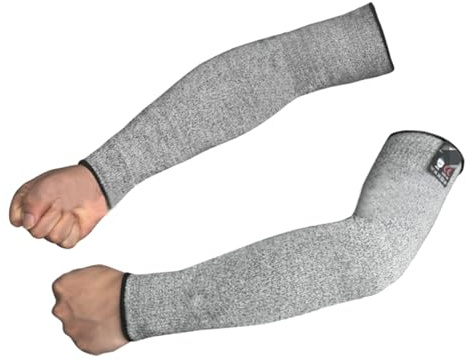 Work Safety Sleeves, 1 Pair of Spandex Cooking Sleeves with Cut Protection, 5-Level Washable Welding Bracelets are a Long Lefor Men for Glass Factories, Gardening and Other Dangerous Work, As Image