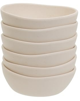 Juego de 6 boles grandes fabricados en melamina color beige de 16 cm | Altamente ligeros e ideales para consumir cereales o ricas sopas. Aptos para el lavavajillas. Evitar meter al microondas.