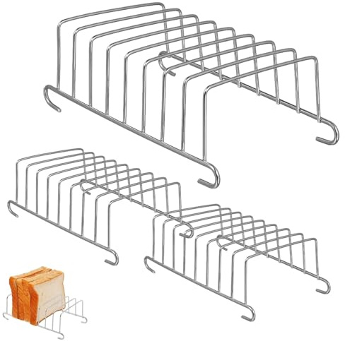 Touosy 3 Piezas Rejilla Air Fryer Soportes para Tostadas de Acero Inoxidable 201ss, Soporte Rectangular para Freidora de Aire Capaz de 8 Rebanadas de Pan, Resistente al Calor Versátil