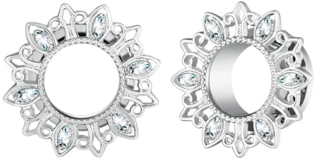Beydodo Ohr Tunnel Set Edelstahl, Flesh Tunnel 6-16MM zum Schrauben Sonnenblume mit Zirkonia Ohr Expander Piercing Ohrringe Rosegold Silber Schmuck
