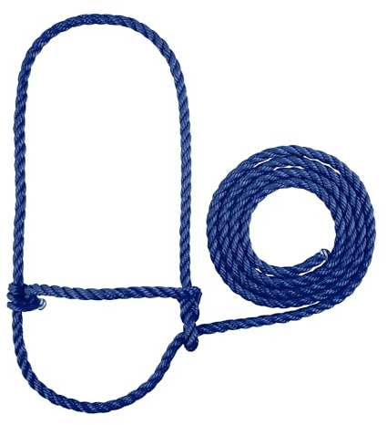 Weaver Livestock Braided Poly Rope Cattle Halter, Adjustable, Modern Style Cow Calf Halter, Livestock Handling Equipment for Showing, Blue