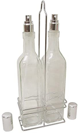 Juego ACEITERA VINAGRERA Aceite VINAGRE Convoy Ensalada ALIÑAR Cristal Cuadrada Spray PULVERIZADOR ROCIADOR 500ML