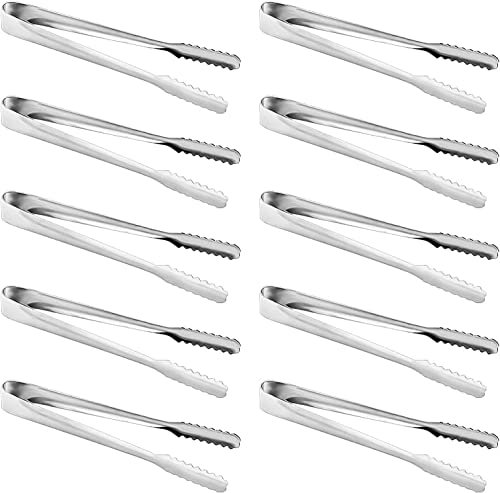 Homgaty Eiszange Set, 10 Stück Edelstahl Zuckerzange Eiswürfelzange Salatzange Gebäckzange Süßigkeiten Candy Clip Servierzange Küchenzange für Hochzeit Party Bar Büfett Grill Picknick