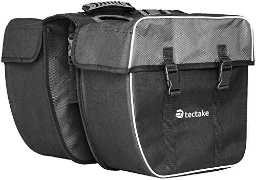 TecTake® Borsa da Bici Posteriore, 35l, Doppia Sacca, Resistente all'Acqua, Catarifrangente, Montaggio Rapido, Tasche a Rete Laterali, Maniglia per il Trasporto, Accessori Bici, Borsa per Bicicletta