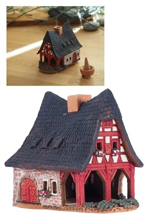 Midene Keramik Lichthäuser, Räucherhaus, Keramikhaus Deko, Häuser Handarbeit, Künstlerisches Miniatur der Alten Schmiede in Rothenburg Deutschland R217