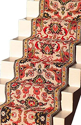 Melody Jane Dolls House Woven Stair Carpet Runner Red Green Miniature Flooring