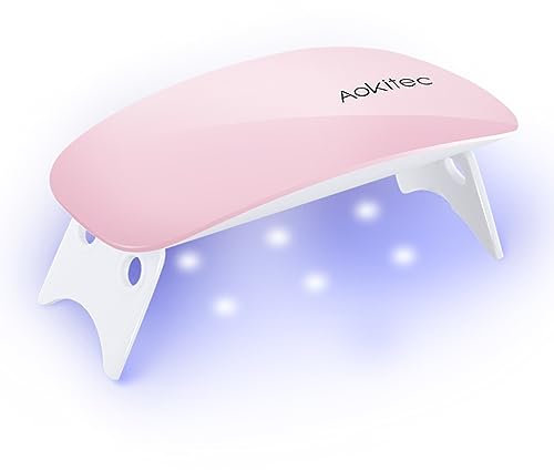 Aokitec UV Light for Nails, Mini UV LED Nail Lamp Portable Quick-Dry 12W Gel Nail Curing Lamp for Gel Polish Resin Glue Gel Extension Gel Manicure Kit for Salon Home DIY Nail Art (Pink)
