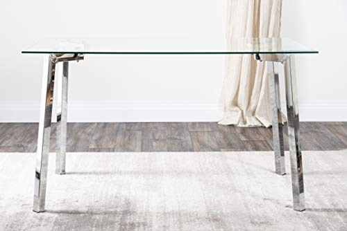 Furniturebox UK Cosmo Modern Stylish Chrome Metal And Glass Dining Table Set 4 Premium Willow Seats Chairs (Dining Table Only)