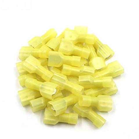 50x Flachstecker männlich gelb 4-6 mm² Steckbreite 6,3mm Vollisolierte Steckverbinder Kabelschuhe Verbinder Stecker
