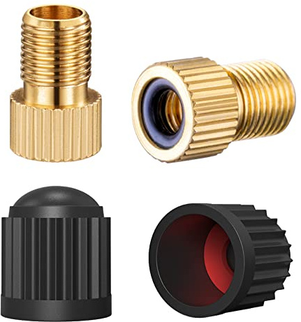 HZJD Adattatore per Valvola Presta, Convertire Presta in Schrader per Bicicletta, Gonfiare pneumatici utilizzando pompa standard o compressore d'aria, Tappi Per Valvole(2pezzi)