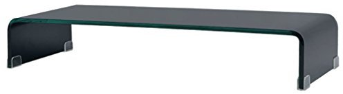 Tidyard Mobile Porta TV in Vetro Temperato Trasparente/Nero/Bianco,Alza Schermo in Vetro Temperato,Porta TV in Vetro Nero,Mobile TV in Vetro,Tavolino Porta TV in Vetro,Rialzo TV in Vetro