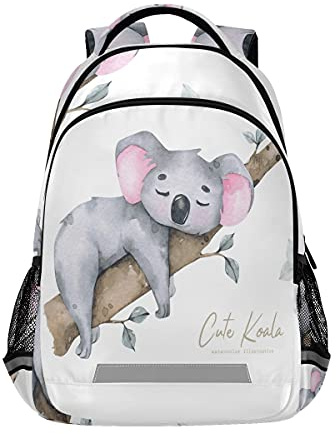Mnsruu Süßer Koala-Schultasche für Jungen und Mädchen, Grundschüler, Aquarell, tropischer Cartoon, niedlicher Koala-Kinderrucksack für Kinder, Kindergarten mit Brustclip, Mehrfarbig 1, Einheitsgröße