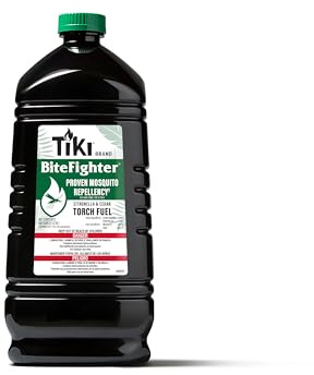 TIKI BiteFighter Mosquito Repellent Torch Fuel - 1 Gallon (128 oz.), Citronella & Cedar Formula for Mosquito Repellency, Easy Pour Bottle, Use with Torches & Table Torches, Outdoor & Backyard Use