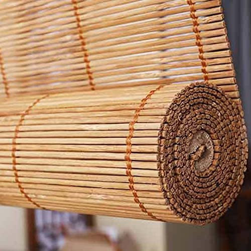Suwooy Natürliche Bambusrollos,45cm 60cm 70cm 80cm 90cm 100cm 120cm Breite Rollo Bambus,Sonnenschutz Rollläden,Raffrollos,Lichtfilter/Sichtschutzvorhänge,Jalousien Für Fenster,W×H-120x140cm/47x55in