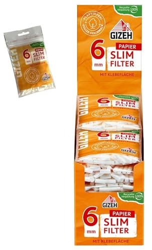 GIZEH Papier Slim Filter, Ø 6 mm – 20 Beutel á 120 Filter