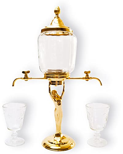 Gold Plated Lady Absinthe Fountain with Two Metal Taps