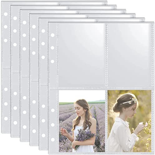 Fyihoxi 160 Stück Fotohüllen Prospekthülle, 40 Seiten Fotohülle Sammelhüllen, A5 Prospekthüllen Glasklar, Binder Sleeves 4 Pockets für Foto Postkarten Schutz Sammlung(9*6cm)