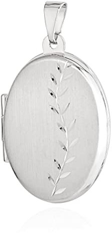 NKlaus Kettenanhänger Medaillon 925 Silber matt diamantiert 24x17mm motiv Blume Amulett 13445