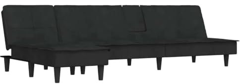 vidaXL Schlafsofa in L Form, Ecksofa mit Schlaffunktion, Bettcouch für Wohnzimmer, Couch Sofa Eckcouch Schlafcouch Samtsofa, Schwarz Samt