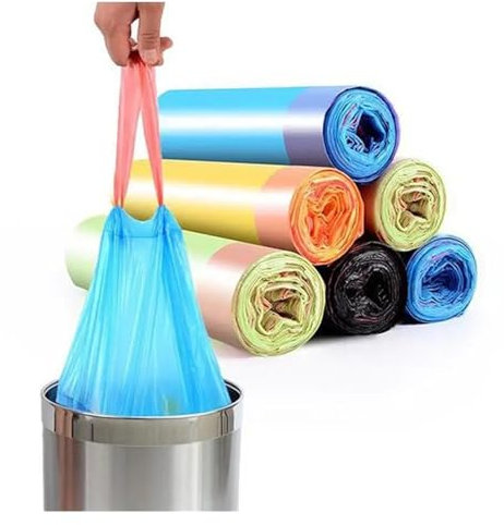 Bolsa de basura con cordón, desechable, gruesa, for limpieza del hogar, portátil, cierre automático, impermeable, bolsa for almacenamiento de basura for cocina (Color : Random color, Size : 75PCS_45
