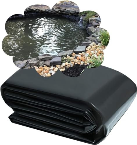 MISKYN Teichfolie Schwarz HDPE 2X4m 2X10m 3X8m 7X10m 9X10m, UV-Beständig, Schwimmteich Folie Gartenteich Teichplane, Für Teichbau, Garten- Und Teichzubehör,3 * 3m
