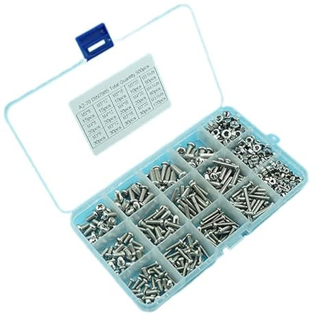 500 Stück/Set M3 M4 M5 runder Flachkopf-Kreuzschlitz-Maschinenschrauben-Sortiment, 304 Edelstahl, Schrauben und Muttern
