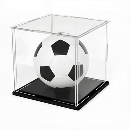 IDAFSA Clear Acrylic Display Case, Assemble Cube Display Box Stand with Black Base, Dustproof Protection Showcase for Collectibles Memorabilia Figurines (10x10x10inch; 25x25x25cm)