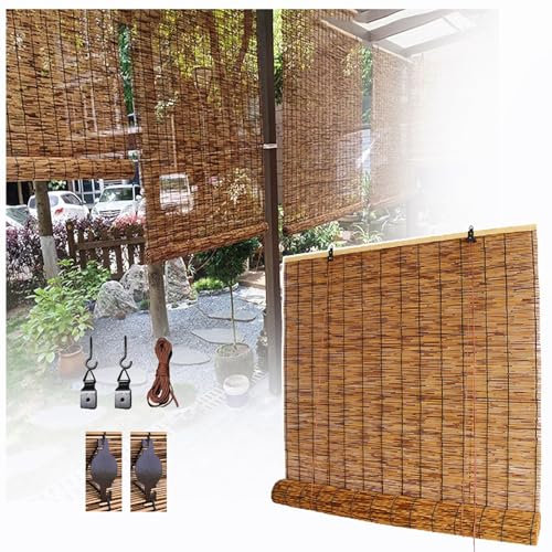 Tende a Rullo per Esterni, Tende di bambù, Tende a Rullo di bambù su Misura Tende di bambù per ombreggiare Il Patio -Marrone