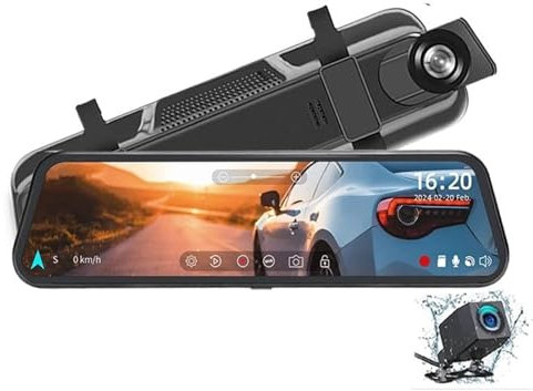 Car Camera 10 Inch 4K 3840 * 2160P GPS Car Dvr Mirror Dash Cam Dual Len Dashcam Drive Recorder Stream RearView Mirror IPS Screen Camera Dashcam (Color : A, Size : None)