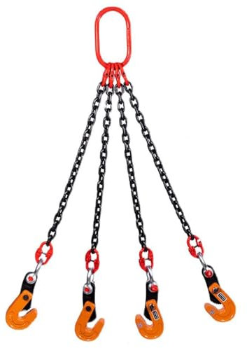 Horizontal Hebeklammer 1T Steinhebeklemme Schwer Belastbar Plattenklemmen 0-20mm Mit 4 Klammern Und Mangan-Stahlkette Für Industriehebezeugkran, 1.5m,1T
